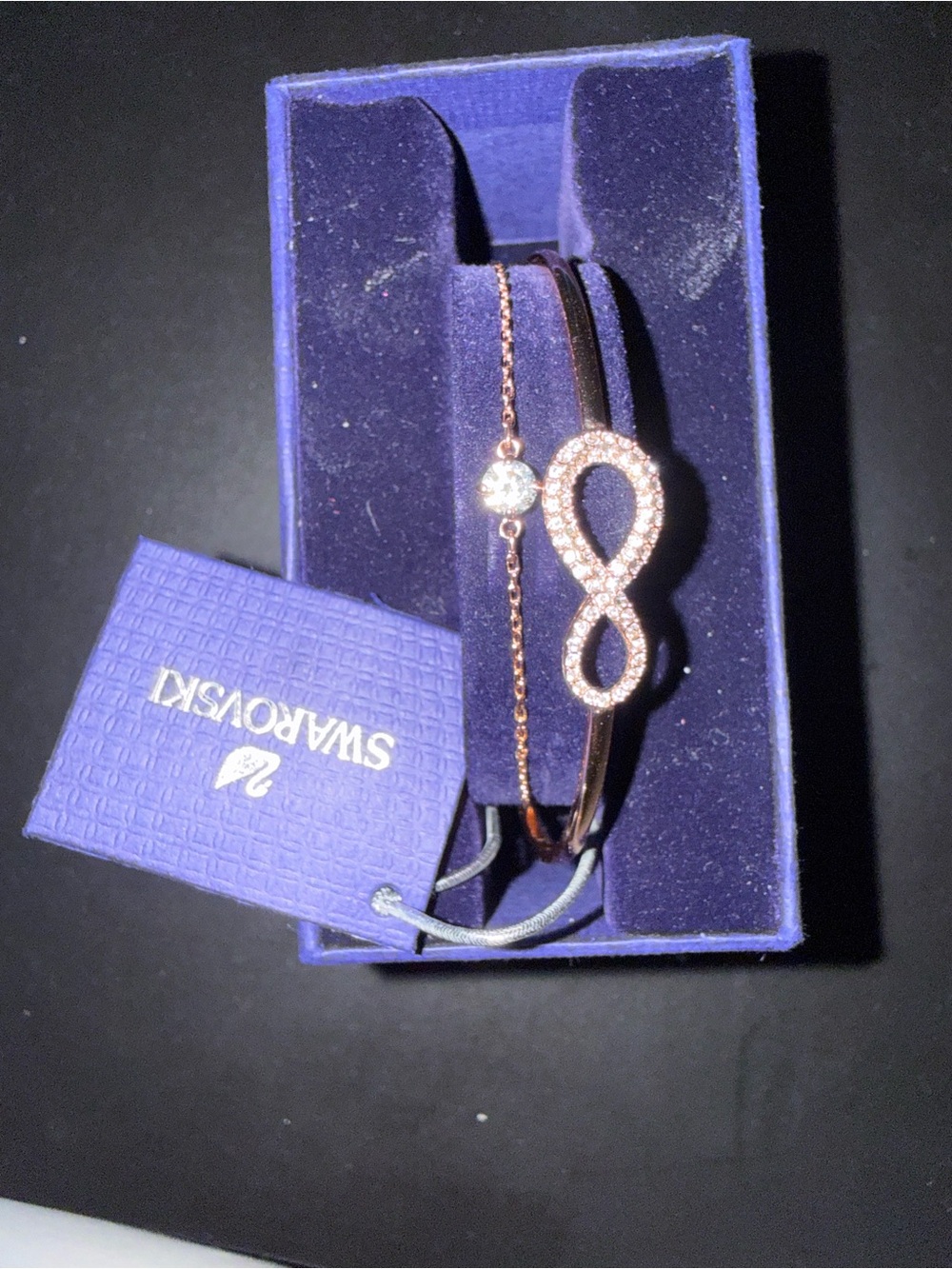Swarovski Rose Gold Crystal Infinity Bracelet Duo